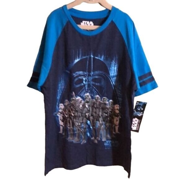 Star Wars Rogue One Short Sleeves T-shirt, Blue/Black with Print, Size 8 (Boy) - Picture 1 of 3